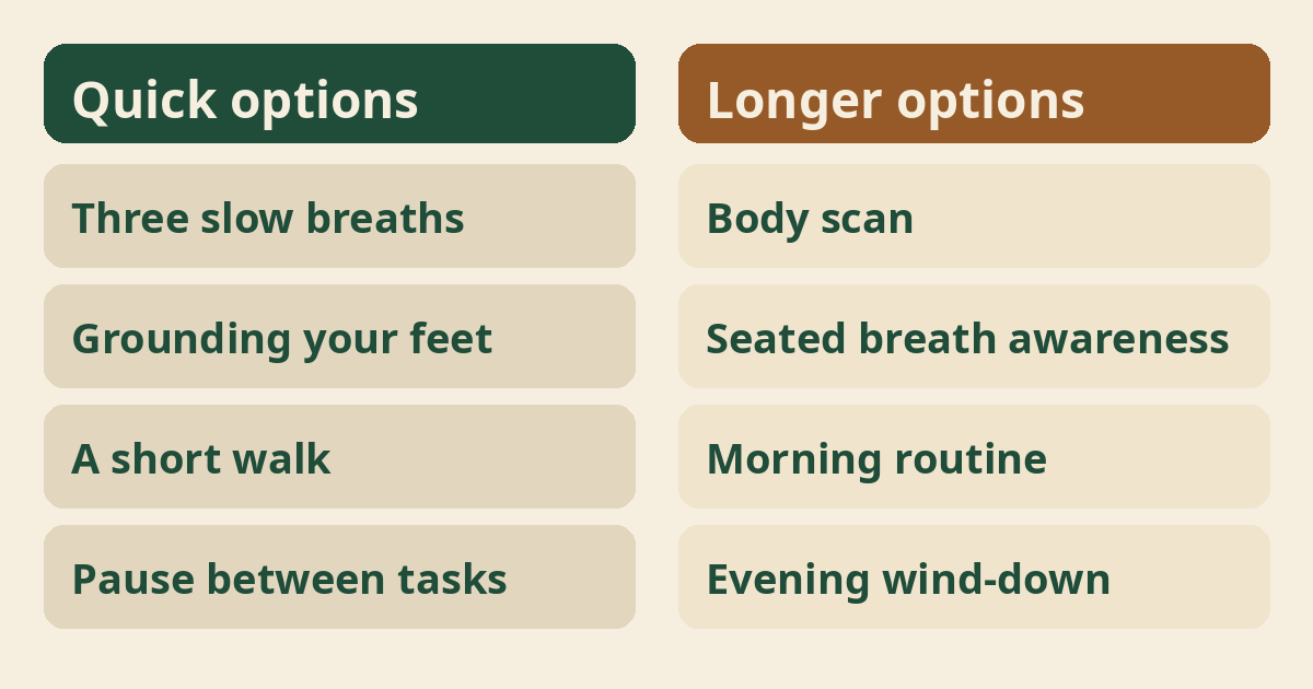 Quick and longer meditation options for stress